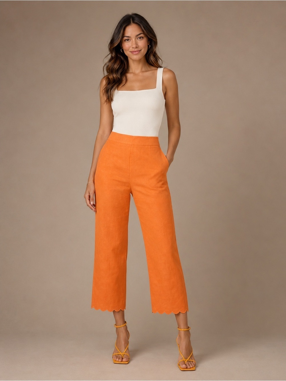 Reformation Liam Linen Pants Women’s Size 6 Petal Hem High Rise Straight B17
